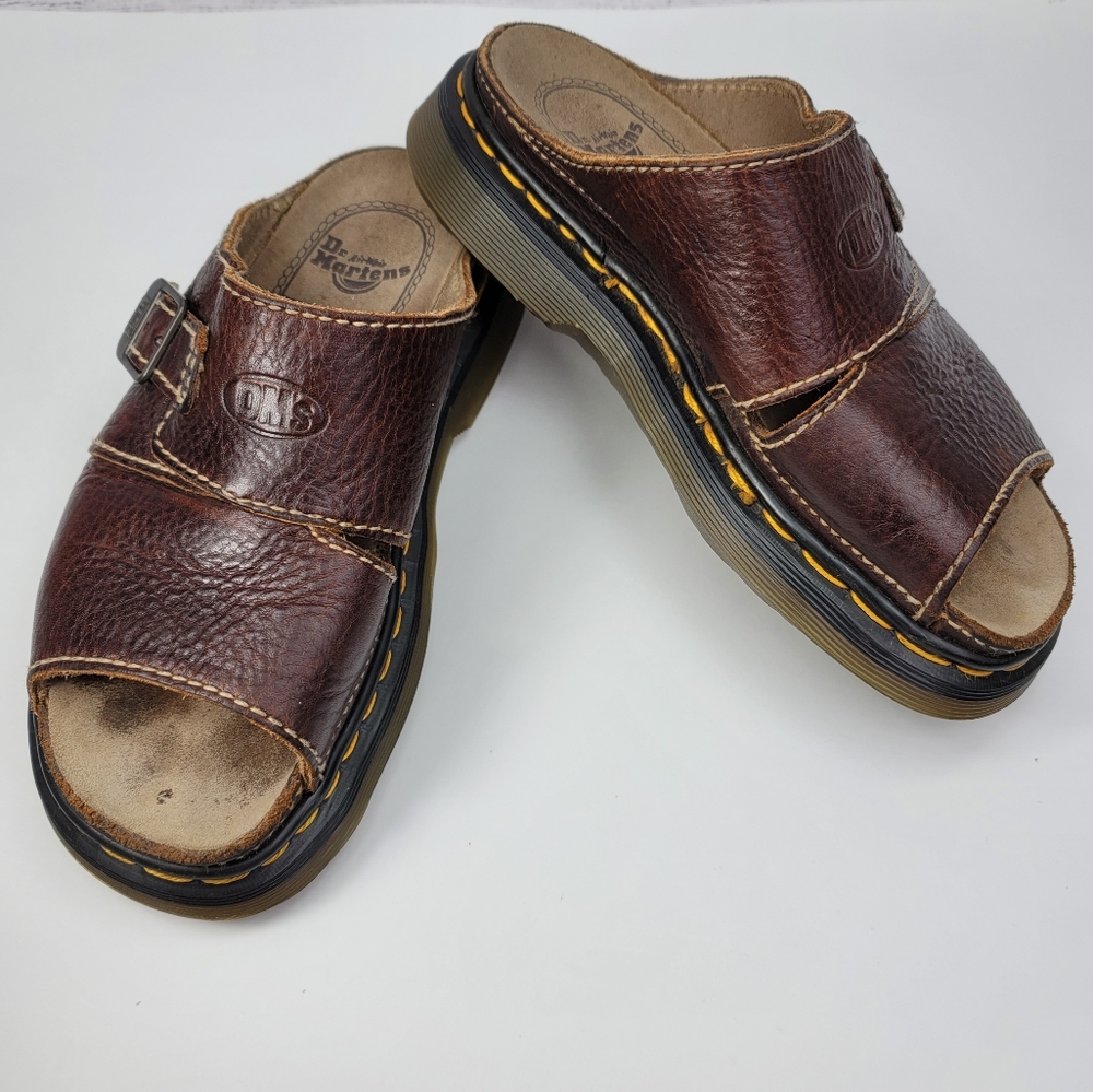 Vintage Dr. Martens Women's Leather Slip On Sandals Size US 6.5 UK 5